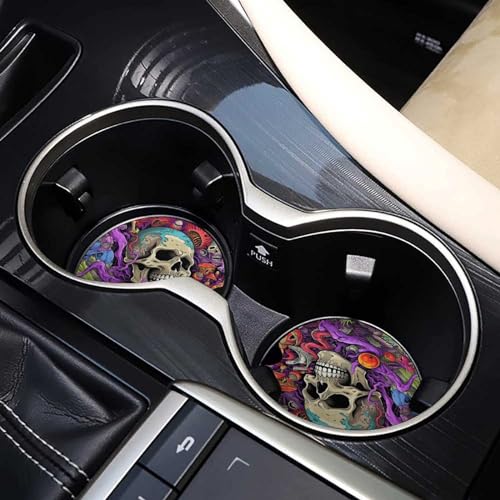 Portavasos para coche juego 4 piezas calavera morada miniatura 7