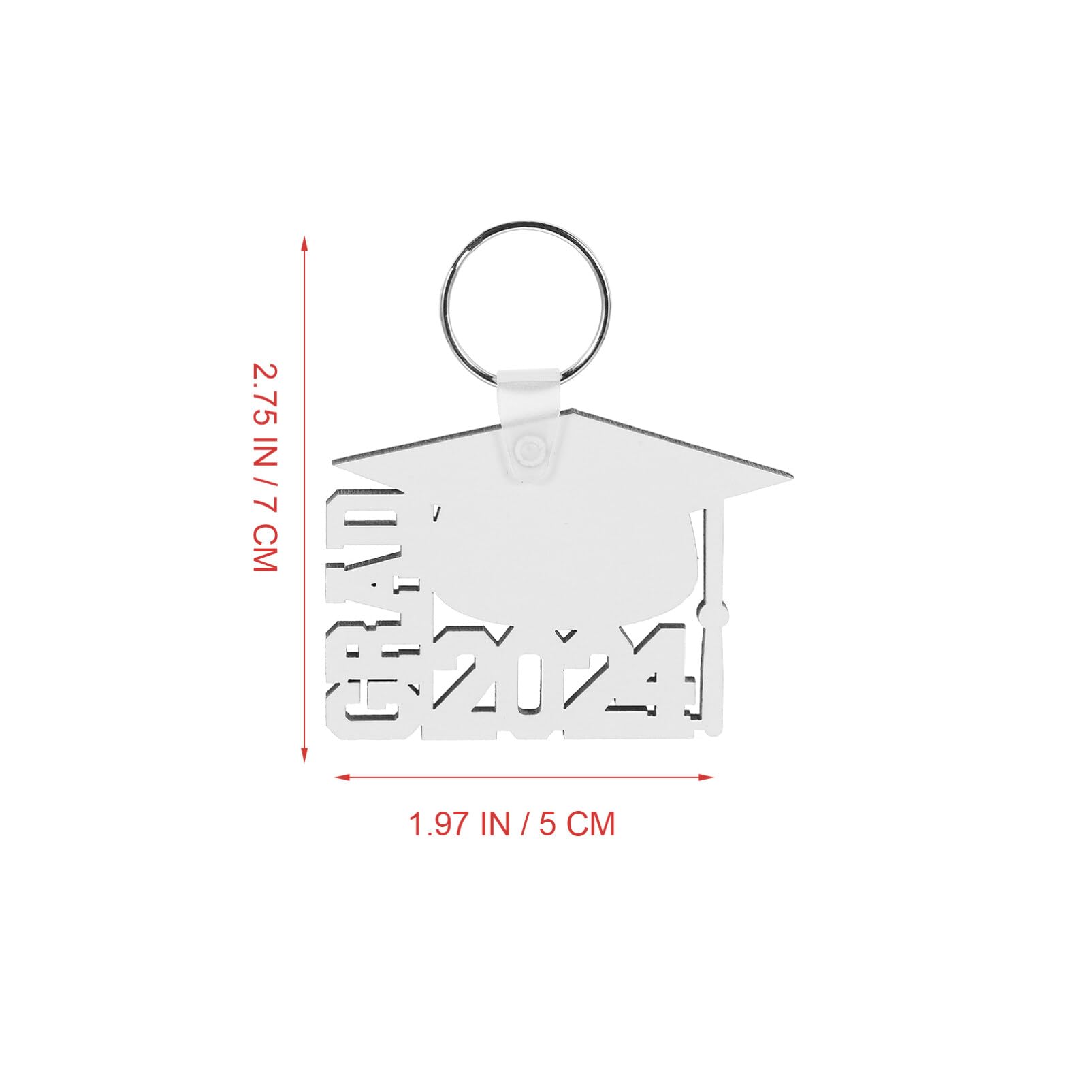 STOBOK Graduation Sublimation Blanks Graduation Sublimation Keychains Blanks 5pcs Heat Class of 2024 Keyrings Key Holder Pendants for DIY Keychains Graduation Present