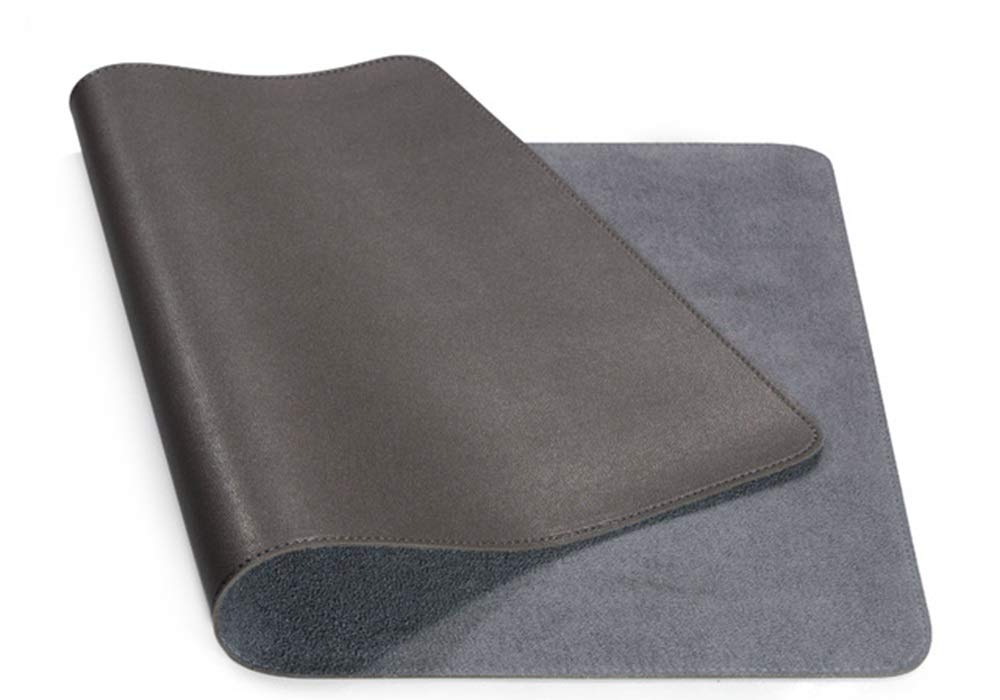 Nonebranded Double-side Portable Desk Pad, Waterproof Desk Blotter Protector, Leather Desk Writing Mat Mouse Pad (Color : Dark Grey, Size : 40 X 30 CM)