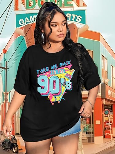 Plus Size 90s Shirts for Women Vintage Neon Shirt Disco 90s Outfits Hip hop Graphic tees Birthday Party Gift4
