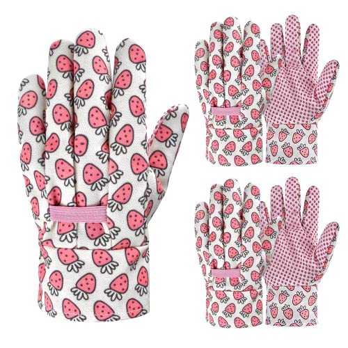 Oizen Kids Toddlers Gardening Gloves For Age 1-6, 3 Pairs Children Pvc Dots Garden Gloves For Yard Work (Large Age 5-6(Kids)) #TOP3