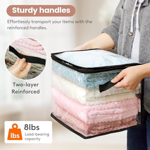 Image of JD FRESH 2 Piece 18L PVC Transparent Storage Bag with Zipper /Foldable Clothes Organiser for Wardrobe /Garments Organizer /Space Saving Storage Box for Sarees /Lehenga /Towel /Toy - 10.3 x 10.3 x 10.3 Inch