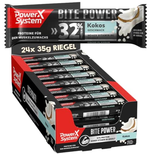 Power System Bite Power Kokos 32% Eiweiß, High Protein, Vitamin B6, 24x35g