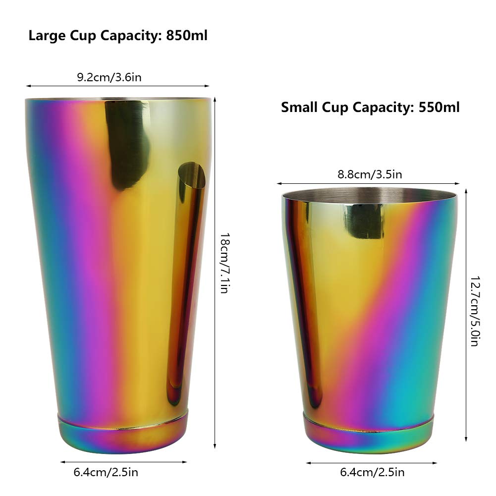 Coctelera Boston de acero inoxidable colorida y elegante, herramienta profesional para mezclar barras, diseño elegante con tazas de 550 ml y 850 ml, acero inoxidable 304 duradero