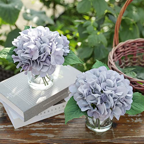 Cenelect Hydrangea Artificial Flowers With Glass Vase With Faux Water Silk Real Touch Hydrangea Floral Arrangement With Stems For Centerpieces Table Home Wedding Party Decorations #TOP1