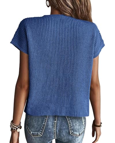 Image of KIRUNDO Summer Fall Short Sleeve Sweater for Women 2026 Casual Sweater Vest Cotton Knit Pullover Tank Tops Fashion Clothing