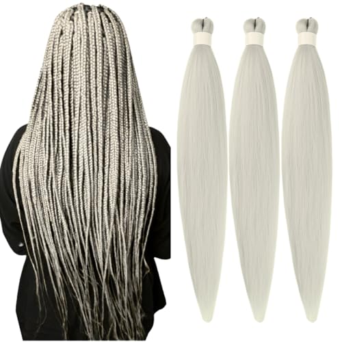Gozill Silver Grey Brading Hair Pre Stretched Box Braids Prestretched Hypoallergenic Ez braid Twist Knotless Synthetic