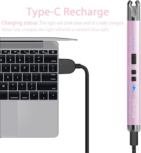 Miniatura 10 de RAYONNER Encendedor eléctrico para velas, encendedor recargable USB ARC (1 paquete, azul)