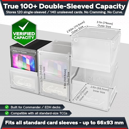 Image of Quiver Time 360 Modular Nexus DeckBlock - Durable Stackable MTG Deck Box for Commander fits 100+ Cards | Stylish 100 Card Deck Box MTG | Interchangeable TCG Decks Boxes (1 pcs, White)