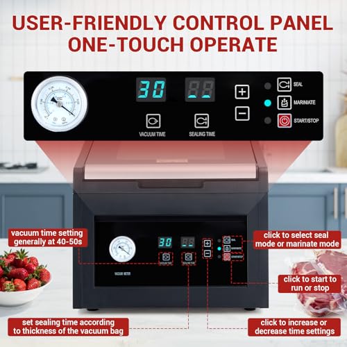 Image of Chamber Vacuum Sealer with Marinating Function,Auto Seal,4.2 Cbm /h,950W,11.5 inch Sealing Width,Stainless Steel,Professional Food Vacuum Packaging Machine for Household and Commercial Use