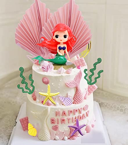 Memovan Mermaid Cake Topper 16Pcs Under The Sea Cake Toppers Mermaid Birthday Baby Shower Cake Cupcake Topper Mermaid Mini Figurines Mermaid Cake Decoration For Mermaid Theme Princess Underwater Party #TOP3