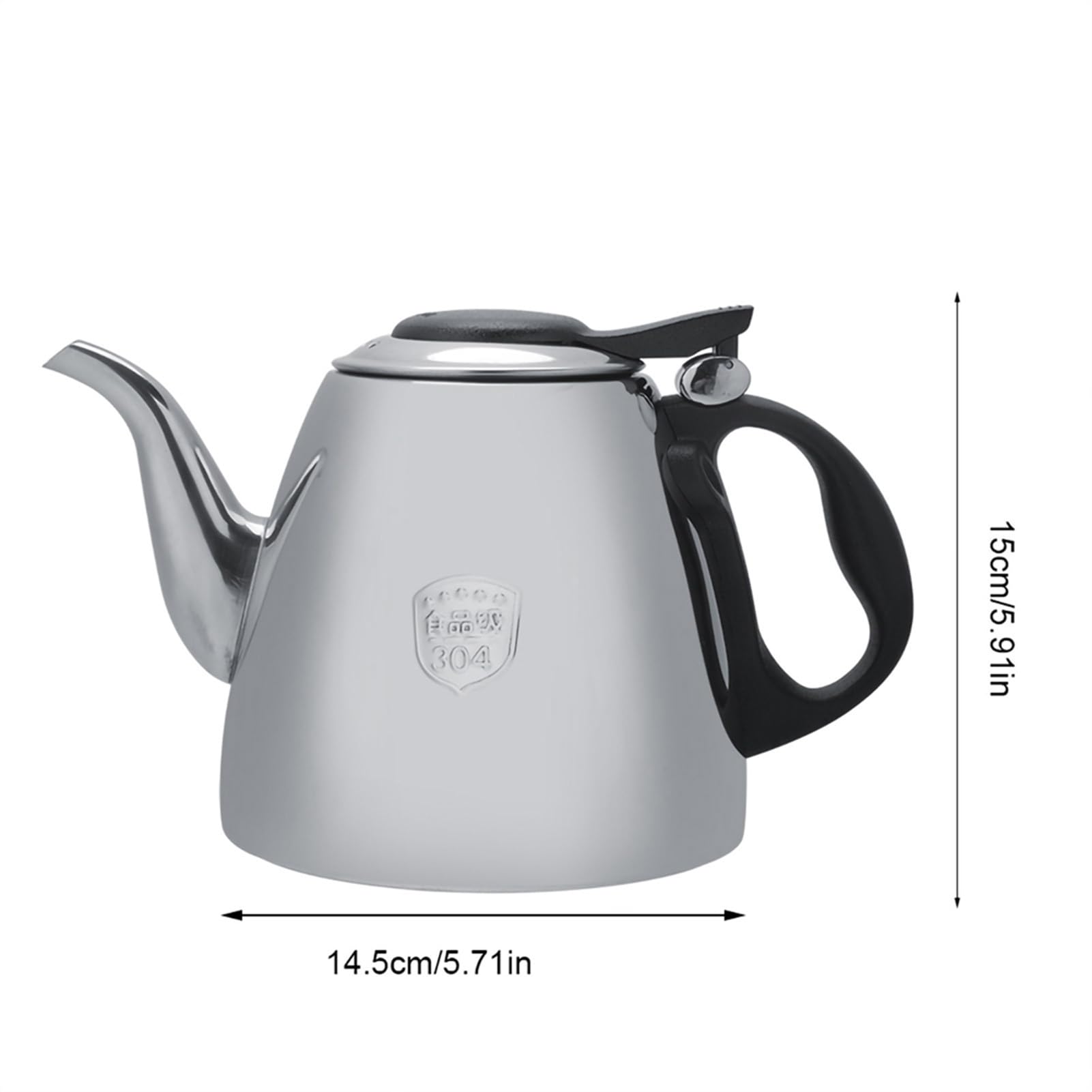Teiera in Acciaio Inossidabile, Teiera con Piano Cottura, Teiera, Caffettiera, Bollitore con Manico Resistente Al Calore, Facile da Pulire per Piano Cottura a Induzione (1,5 litri)