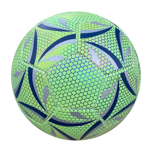 KUWUNG Leuchtender Fussball, Größe 5 Wasserbeständig LED Fussball, Leuchtfussball für Fußballtraining Nachtspiele, Leder Football für Drinnen und Draußen