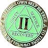 Recoverychip 2 سنة AA ميدالية منعكس يوم أخضر يتوهج في رقاقة مطلية بالذهب الداكن II