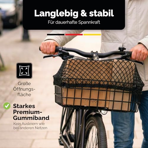 VELORO Gepäcknetz für Fahrrad - Stabil & Flexibel - Netz für Fahrradkorb hinten - Passend für Gepäckträger & Motorrad - Fahrradkorbnetz/Spannnetz Klein - Sicherheit & Ordnung unterwegs