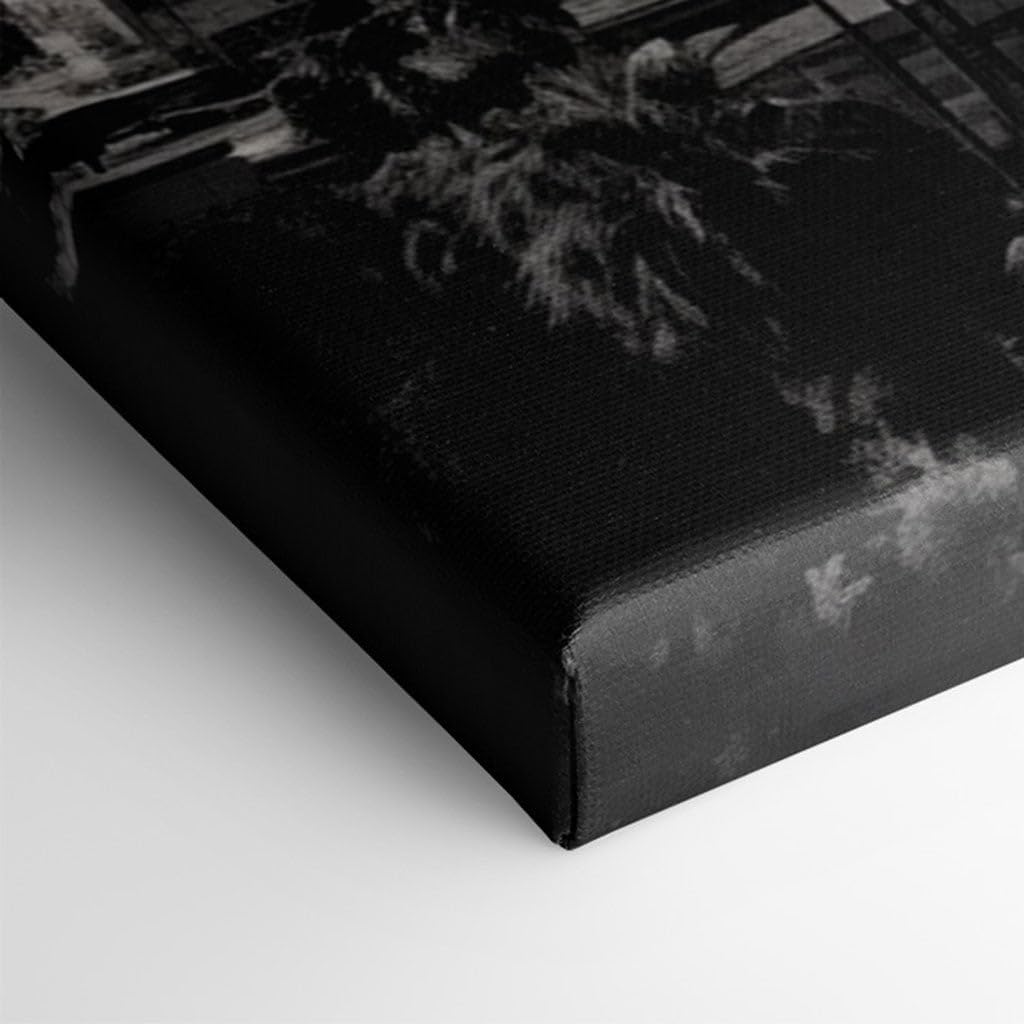 Canvas for Living room. Palm Trees and Skyscrapers: A Monochromatic Vision of Los Angeles Skyline, 27 x 18 inch Canvas Wall Art - Ready to Hang