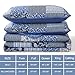 Mybedsoul Blue Boho Quilt Set King Size,3 Pieces Plaid Floral Bedspread Coverlet Set for All Season,Patchwork Reversible Bedding Set King 90