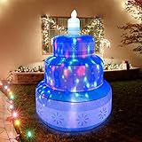 COMIN 1,6 m Geburtstag Aufblasbare Kuchen Outdoor Dekorationen, Blow Up Aufblasbare Party Feier Mit Eingebauten LEDs Für Outdoor Innen Haus Hof Garten Feier (Blau)