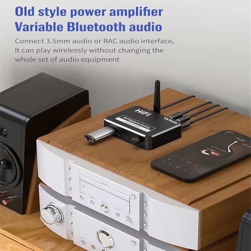 Bluetooth 5.3 Digital to Analog Audio Converter, DAC Receiver with Optical SPDIF Toslink to 3.5mm AUX & RCA L/R, Wireless HiFi Stereo Adapter for TV, Phone, Speakers, and Home Theater (Black) 7 51