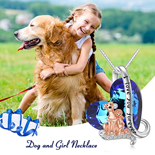 Yosopretty Dog And Girl Necklace 925 Sterling Silver Puppy Necklace With Crystal Dog Pendant Jewelry Gifts For Women Dog Lovers #TOP2