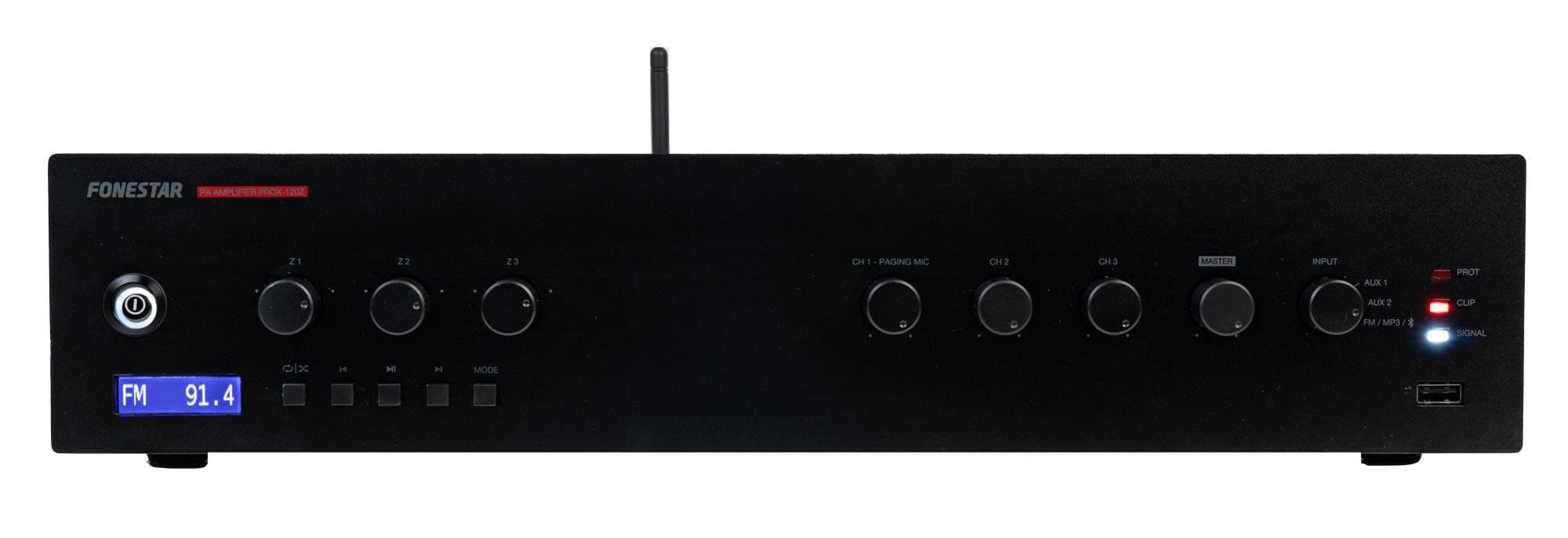 FONESTAR Amplificador de megafonía multizona PROX-120Z Negro Estación de trabajo de audio digital Accesorios de audio