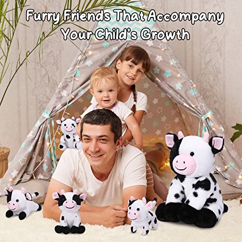 Sumind 5 Pcs Cow Plush Set 14 Inch Adorable Mommy Cow Stuffed Animal With 4 Baby Cute Cows In Her Tummy Soft Cuddly Cow Plushie For Toddlers Boys Girls Bedroom Farm Decor Birthday Gifts Party Favors #TOP5