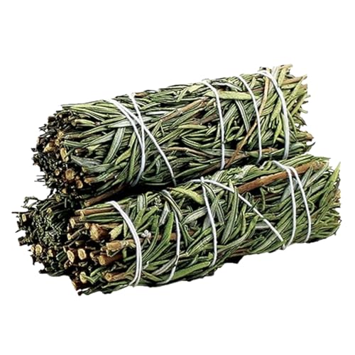 Ancient Veda 4 Inch Rosemary Sage Sticks with Starter Guide, Floral Home Sage Organic for House Cleansing, Big Sage Smudge Stick Bundle Sage to Get Rid of Evil Spirits, Sage House Blessing 3 Pack