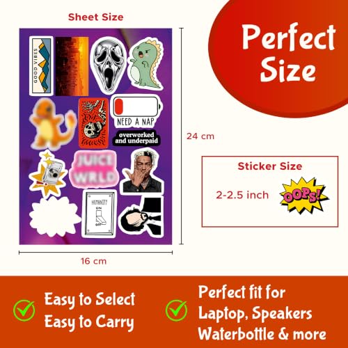 Image of CodersParadise Vinyl Stickers Pack of 56, Random Decorative Decals for Laptop, Water Bottle, Phone Case, Journal, Notebook, Scrapbook, Luggage, Helmet, Bike and DIY Craft Projects