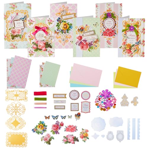 AHANDMAKER Handmade Greeting Card Making Kits, DIY Thank You Card Set Flowers Theme Paper Envelopes Cards Stickers for Christmas Thanksgiving Mother's Day Birthday Gifts Crafts Decorations