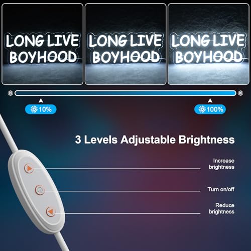 Image of Long Live Boyhood Neon Signs for Wall Decor, Dimmable Boys Room Classroom Neon Sign, USB Powered Kids LED Neon Light for Christmas Birthday Kid's Gift, Thanksgiving Gift (13.77 * 5.9in)