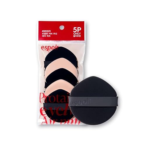 Espoir Be Velvet Air Puff 5ea Maquillaje facial impecable rápido y fácilmente Aplicador de esponja de maquillaje cojín de aire para base líquida,