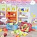 183Mini Food Toys Dollhouse Fruit Vegetable Bread Rack Display Shelf Grocery Store Shopping Cart Basket Miniature Drink Supermarket Metal Handcart Kitchen Play Game Party Cash Register