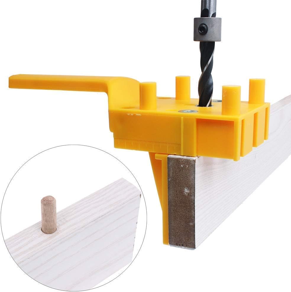 AUTOTOOLHOME Handheld Dowel Jig Kit with 1/4'' 5/16" 3/8" Dowel Pins Wood Drill Bit Stop Collars Woodworking Joiner