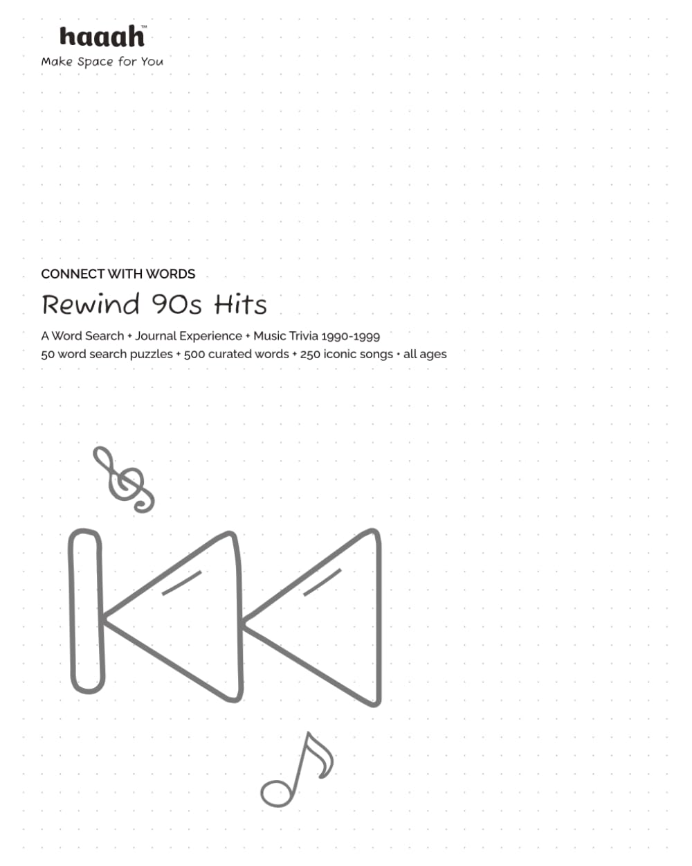 Connect with Words: Rewind 90s Hits: 50 Word Search Puzzles + 500 Words + 250 Iconic Songs | Music Trivia | 1990-1999 | All Ages