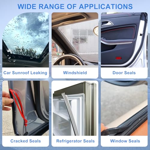 Scheibenkleber Auto, 2 Stück Karosseriekleber Schwarz, Klebstoff für Türdichtung Auto, KFZ Dichtmasse Schwarz, Schnelle Aushärtung, Wasserdicht, Hochtemperatur, Gute Abdichtung, 100ML (50ml x 2PCS)