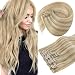 Sunny 18inch Clip in Extensions Human Hair Dark Ash Blonde Highlights with Golden Blonde 7pcs Full Head Clip in Remy Human Hair Extensions