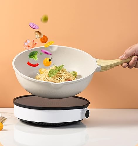 Miniatura 8 de Juego de sartén antiadherente de aluminio profundo grande con tapa de cristal ollas de inducción y sartenes antiadherentes arroz grande utensilios