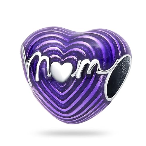Happystar “I Love Mom” Bead Charm Fits Charm Bracelet Necklaces 925 Sterling Silver Bangle Bead Mother's Day Gifts For Women & Friends（With One Spacer Bead Charms） #TOP9