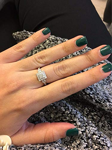 Uloveido Created Diamond Engagement Wedding Heart Rings for Women Bridal Silver Color Square Anniversary Promise Ring for Her Female Gift with Cubic Zirconia Y0103