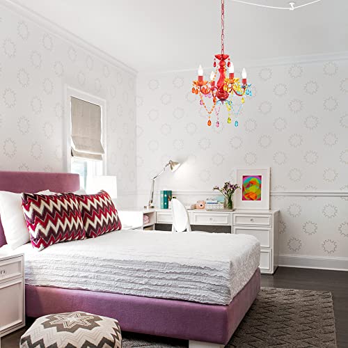 Alighting CRYSTAL CHANDELIER Plug In Chandelier Lighting With Cord Colorful Chandelier Light Fixtures 4 Lights Acrylic Chandelier Small Crystal Chandeliers thumb #4