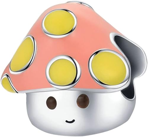CUBTOL 1 pieza de cuentas de hongos pequeños para niños, bisuteria, materiales cubiertos, accesorios de joyería, accesorios de bricolaje, llavero,