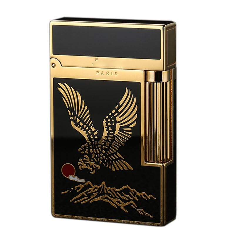 Classic Flip-Top Side-Slide Ignition Soft Flame Lighter Vintage Copper Flip Sound Lighter Handmade Metal Art Splicing Butane Refillable