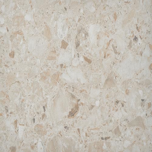 Vinyl Floor Tiles Self Adhesive - 40 Pack / 40sqf (3.72 sqm) Vinyl Flooring Peel And Stick Floor Tile - 12x12 inch (30.5x30.5cm) - For Kitchen, Living Room and Bathroom - Desert Beige Terrazzo