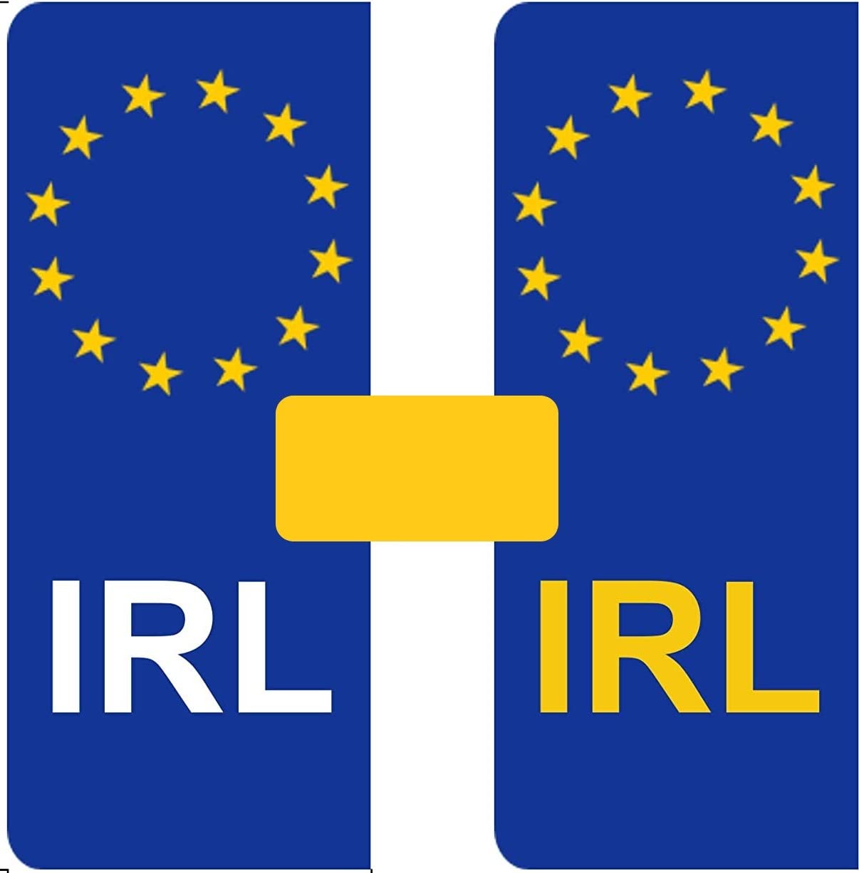 Party_decor Number Plate Vinyl Stickers - Ireland - Eu Flag - Irl - 1 X Set Of 2 By Party Decor