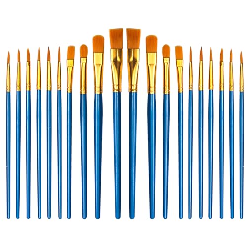 Juego de 20 pinceles de pintura de nailon, diferentes tamaños, para...