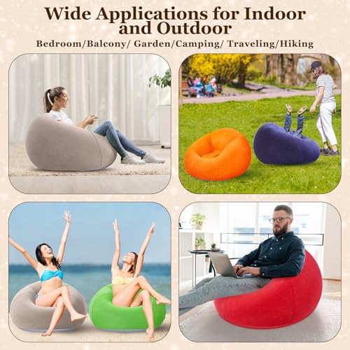 Image of Realspring Inflatable Bean Bag Chairs Outdoor Blow up Camping Chairs Inflatable Lazy Sofa Folding Portable Bean Bag Loungers Couch for Movie Night(Multicolor,6 Pcs)