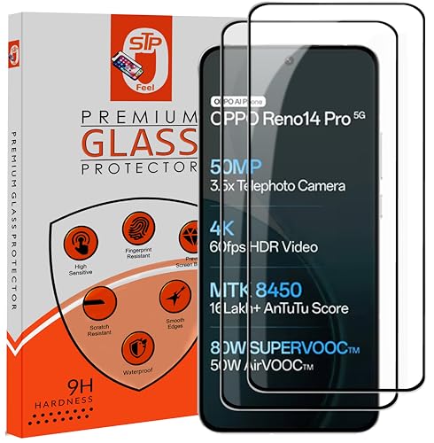 Image of Premium Tempered Glass Screen Protector Guard Compatible For Oppo Reno 14 Pro 5G (6.83 Inch, Pack of 2) | Edge to Edge Coverage With Easy to installation kit for Smartphone