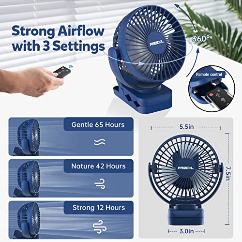 Clip On Fan 65 Hours Portable Desk Fan Rechargeable With Led Lights & Hooks 12000 Capacity Battery Operated Fan With Clips Small Desk Fan Mini Fans For Tents Travel Outdoor Camping Golf Cart Stroller #TOP2