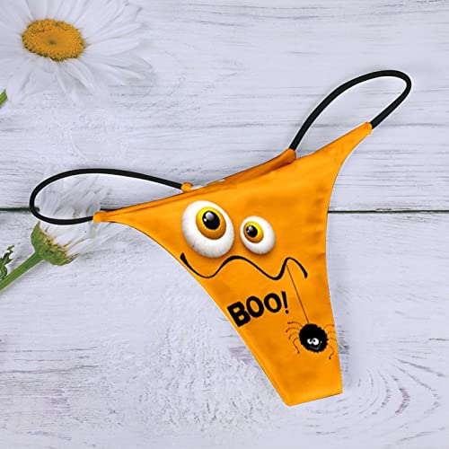 Halloween Thongs for Women Sexy Stretchy No Show Bikini Underwear Yellow - image 4