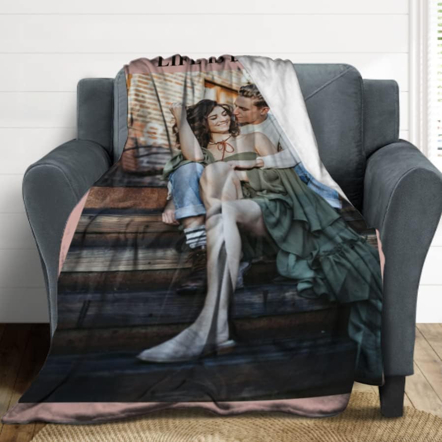 Miniatura 4 de D-Story Manta personalizada con 1 foto, manta personalizada con foto y texto, hecha en EE. UU., manta personalizada para el Día del Padre, regalos